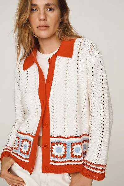 Chinti & Parker Cotton Crochet Cardigan