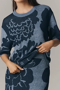 Marimekko Suloinen Pioni Linen Blend Short-Sleeve Knit Top