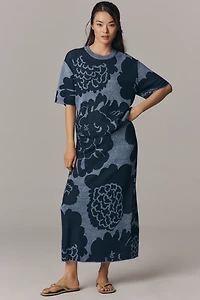 Marimekko Suloinen Pioni Linen Blend Short-Sleeve Knit Top
