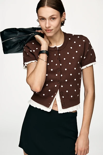 Line & Dot Dollie Short Sleeve Layered Cardigan Sweater