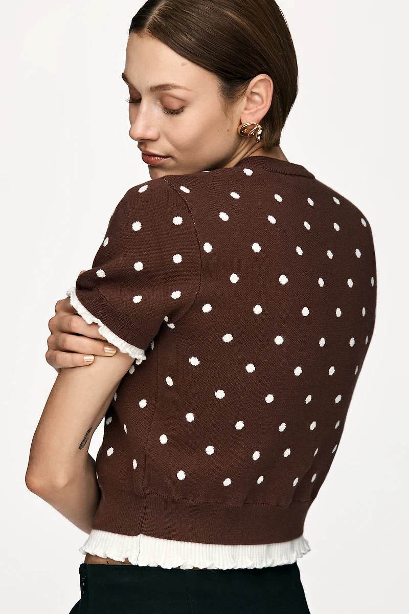 Line & Dot Dollie Short Sleeve Layered Cardigan Sweater