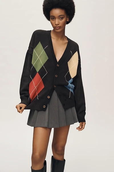 FOUND Oversized Argyle Cardigan Sweater