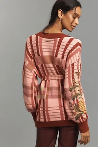 Barbour x Farm Rio Luisa Embroidered Tie-Waist Cardigan Sweater