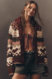 Barbour Ruby Fair Isle Wool Blend Cardigan Sweater