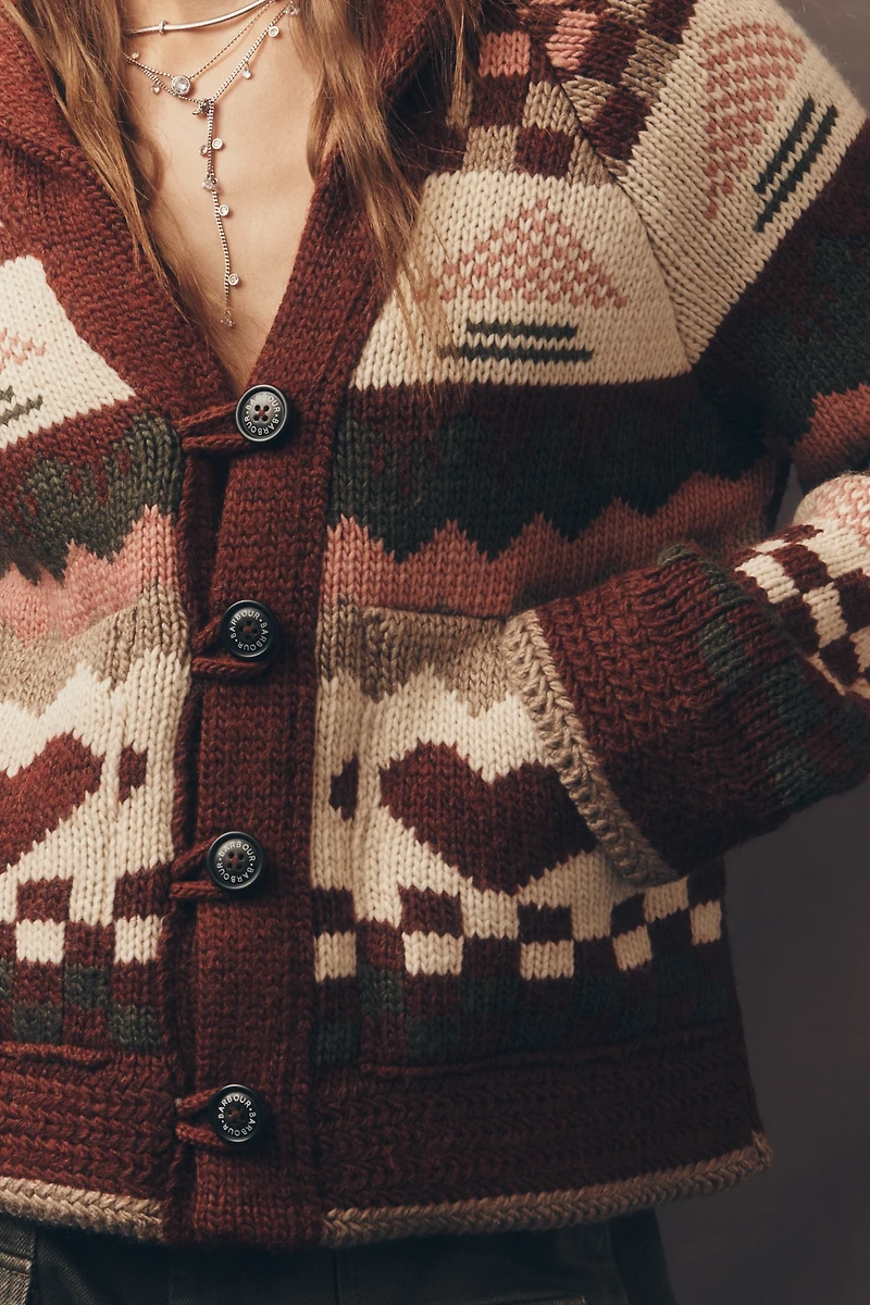 Barbour Ruby Fair Isle Wool Blend Cardigan Sweater