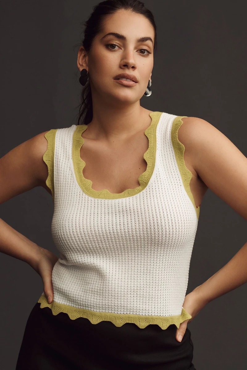 Maeve Crop Scallop Sweater Tank