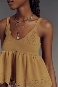 By Anthropologie Scalloped Babydoll Pointelle Sweater Tank