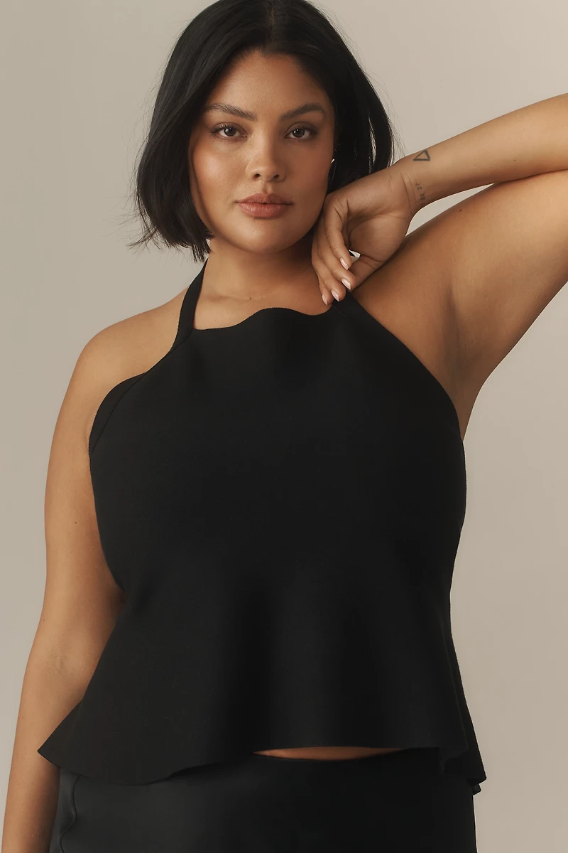 By Anthropologie Halter Open-Back Sweater Tank