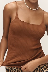 Maeve Square-Neck Ribbed Knit Tank Top
