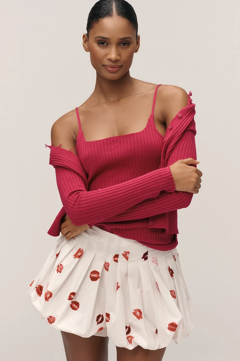 Maeve Square-Neck Ribbed Knit Tank Top