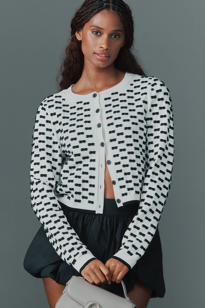 Maeve 3D Bow Embroidered Cardigan Sweater