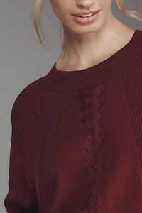 By Anthropologie Cabled Batwing Crop Sweater