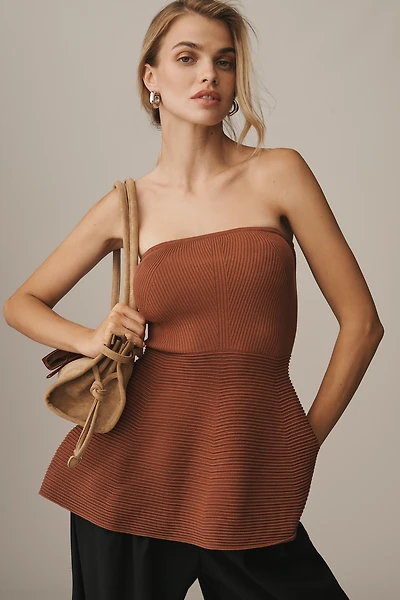 Maeve Strapless Peplum Knit Top