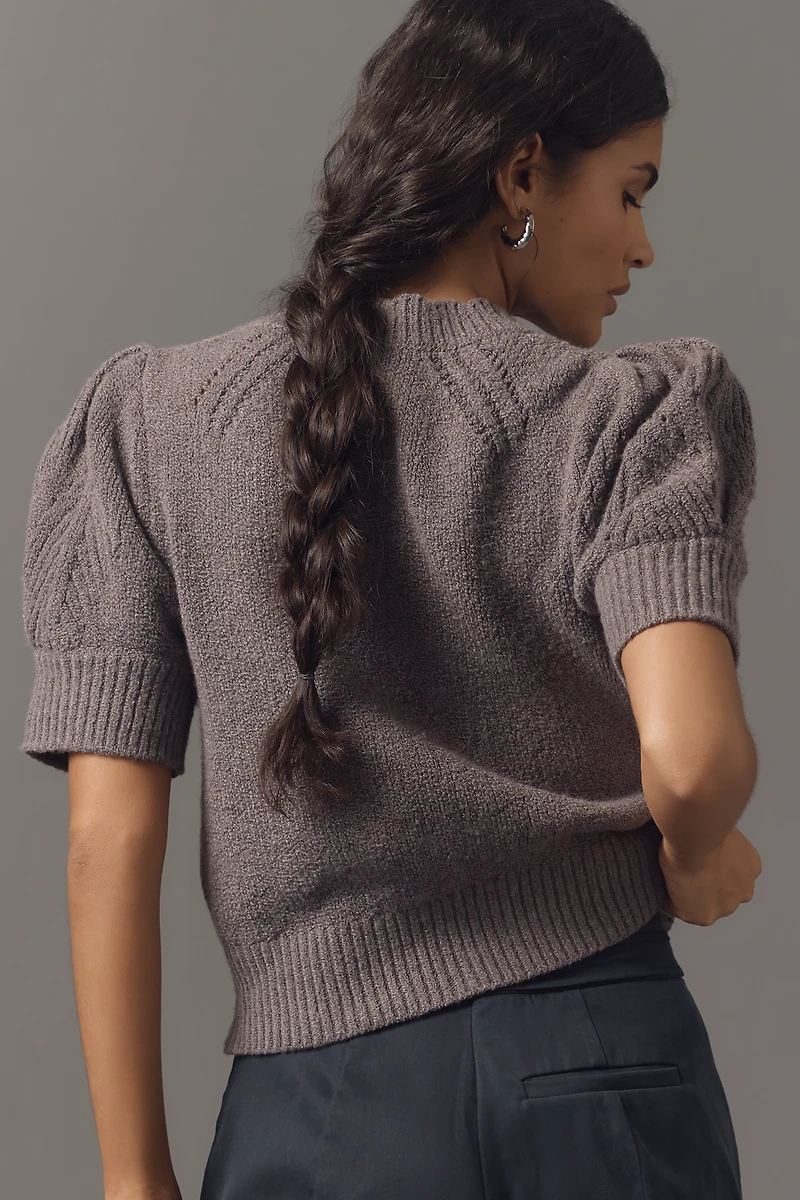 By Anthropologie Short-Sleeve Pointelle Sweater