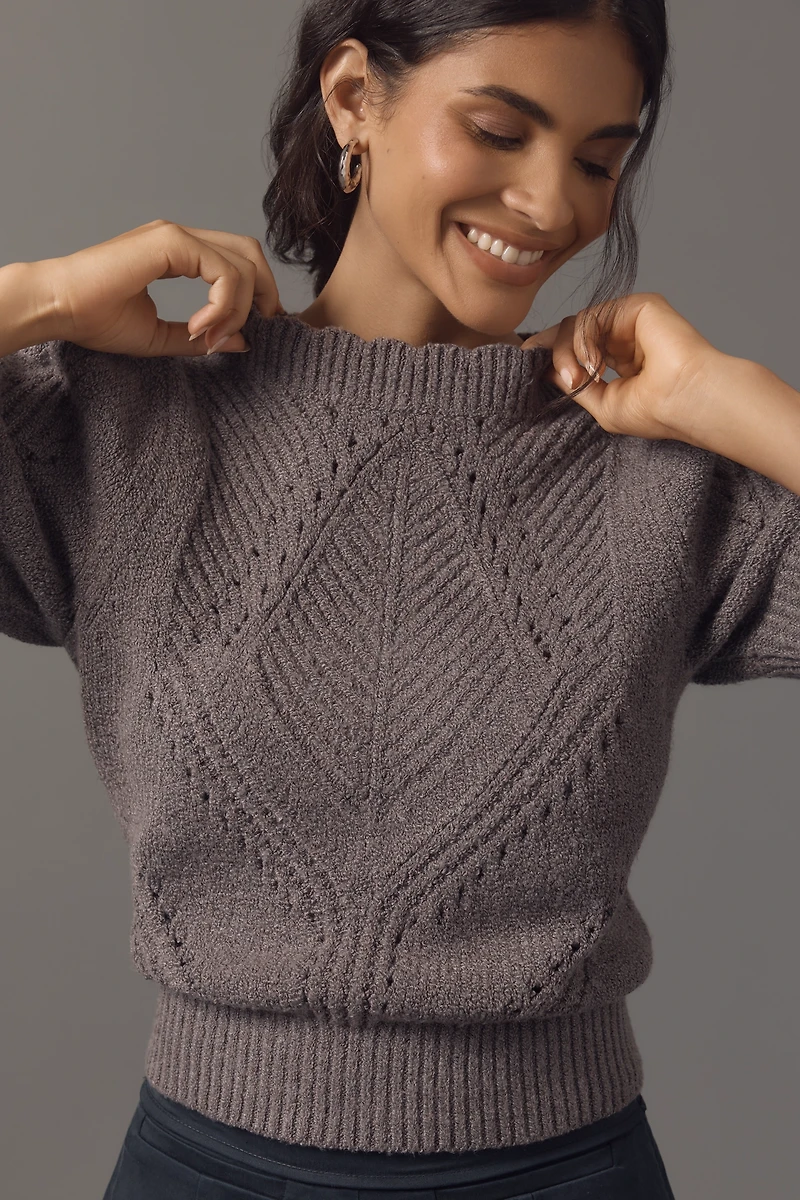 By Anthropologie Short-Sleeve Pointelle Sweater