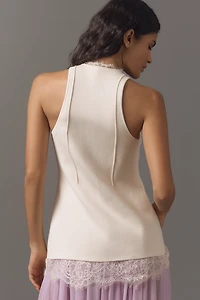 By Anthropologie Lace-Trim V-Neck Sweater Tank