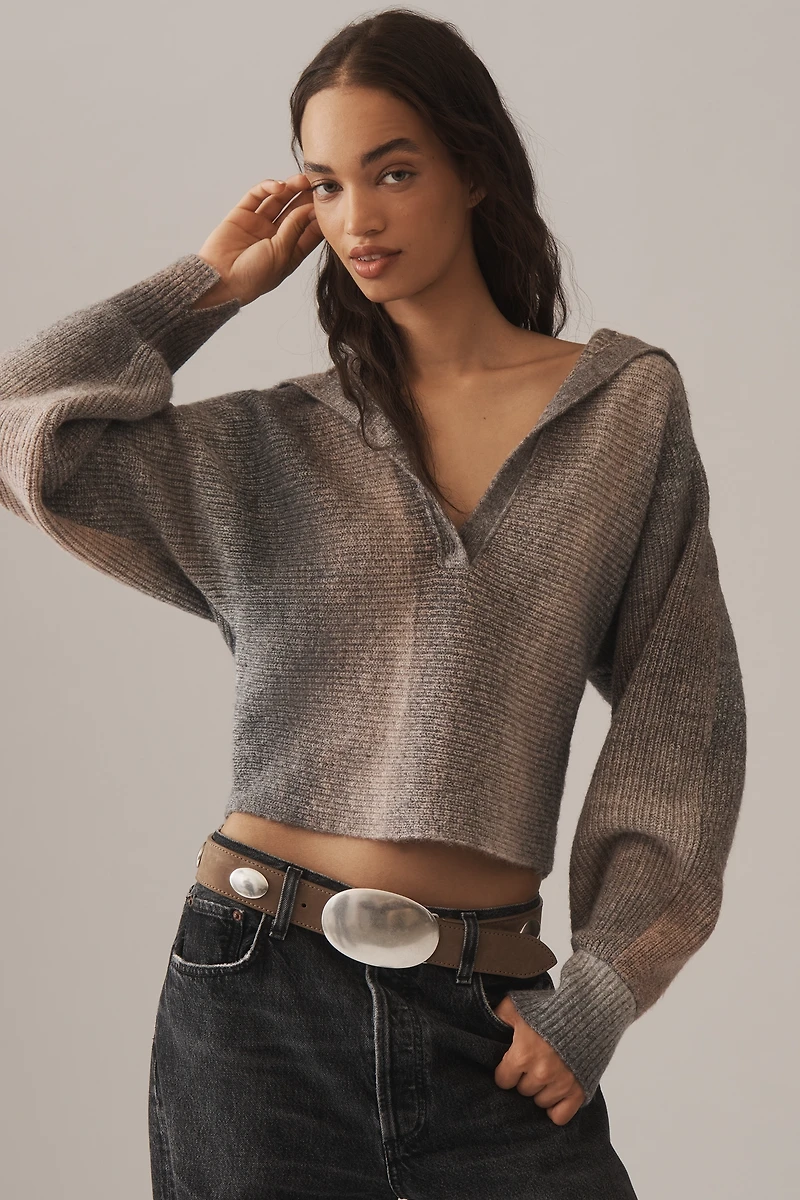 Pilcro Henley Ribbed Pullover Sweater