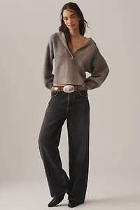 Pilcro Henley Ribbed Pullover Sweater