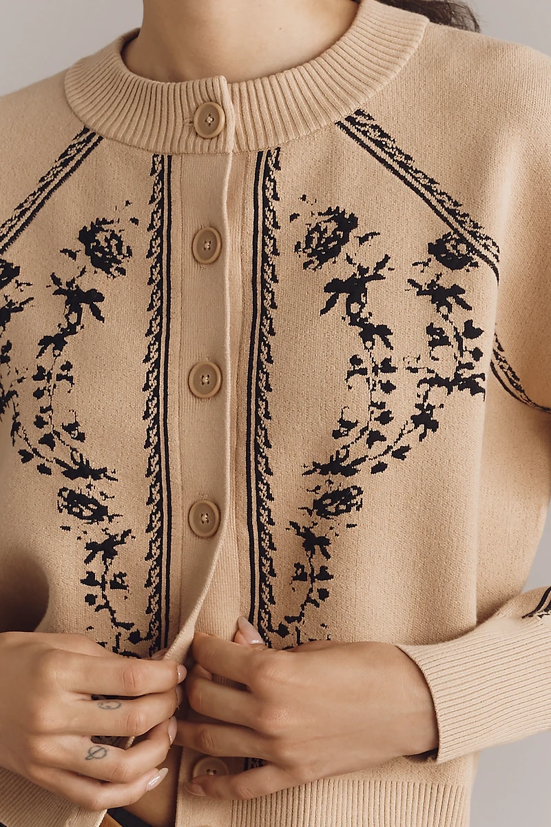 By Anthropologie Sculpted Puff-Sleeve Cardigan Sweater