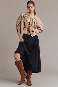 By Anthropologie Sculpted Puff-Sleeve Cardigan Sweater