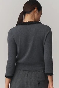 Maeve Ruched & Ruffled Cardigan Sweater