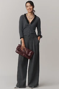 Maeve Ruched & Ruffled Cardigan Sweater