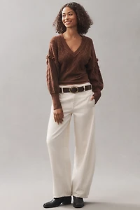 Pilcro V-Neck Drop Shoulder Cable Sweater