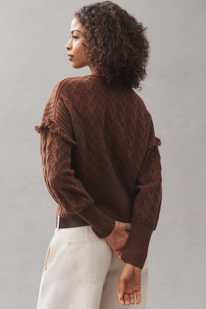 Pilcro V-Neck Drop Shoulder Cable Sweater