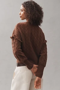 Pilcro V-Neck Drop Shoulder Cable Sweater