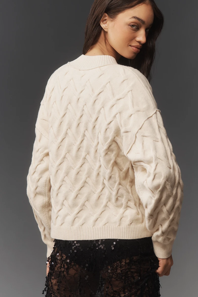 By Anthropologie Mock-Neck Cable-Knit Sweater