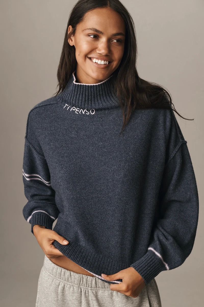 Pilcro Cashmere Blend Tipped Turtleneck Sweater