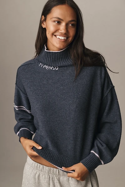 Pilcro Cashmere Blend Tipped Turtleneck Sweater