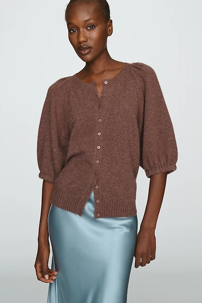 By Anthropologie Puff-Sleeve Cardigan Sweater