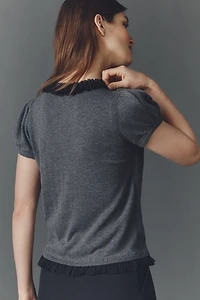 Maeve Puff-Sleeve Merino Wool Blend Sweater Tee