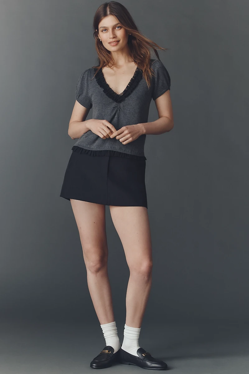 Maeve Puff-Sleeve Merino Wool Blend Sweater Tee