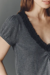 Maeve Puff-Sleeve Merino Wool Blend Sweater Tee