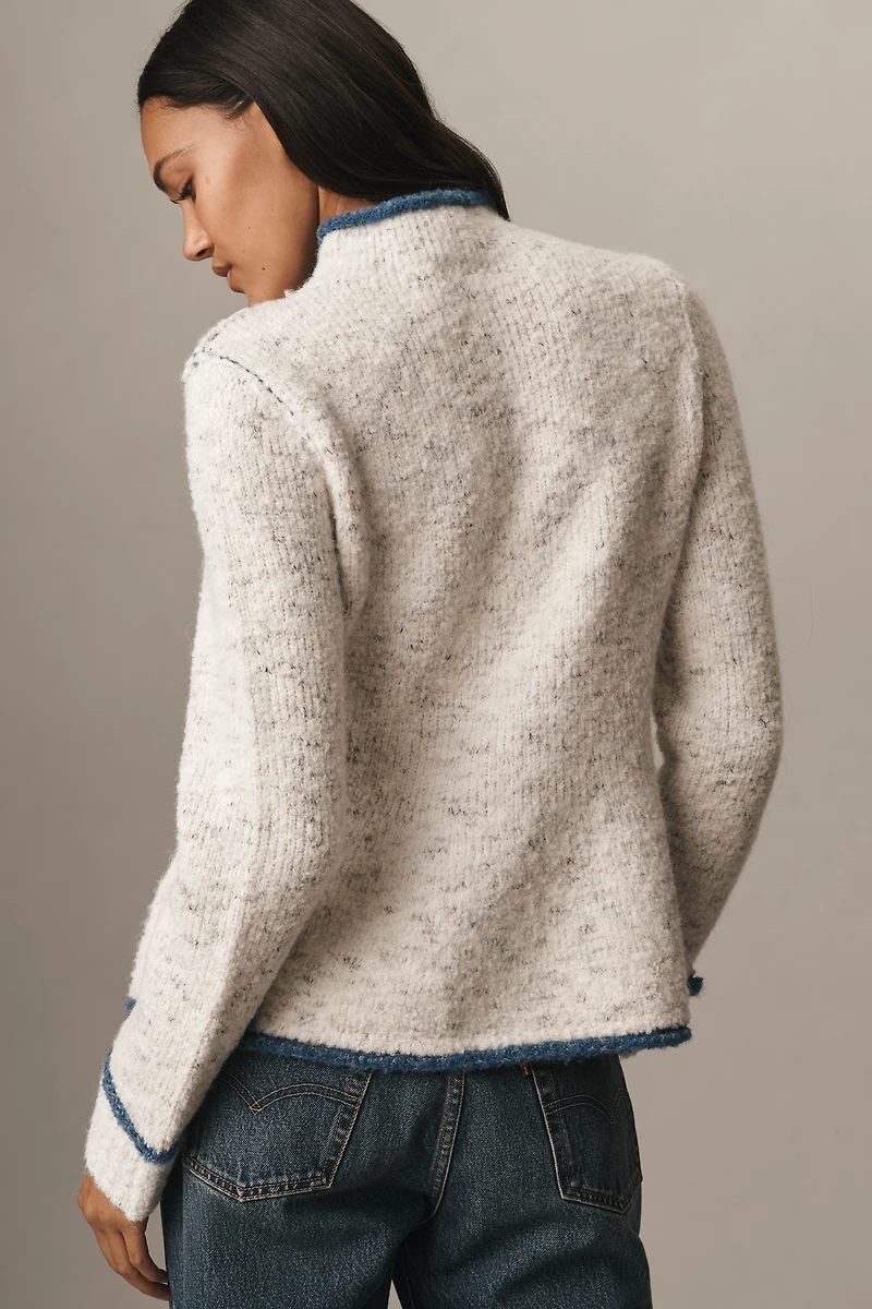 Pilcro Long-Sleeve Mock-Neck Bird Sweater