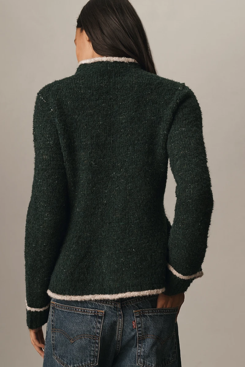 Pilcro Long-Sleeve Mock-Neck Bird Sweater