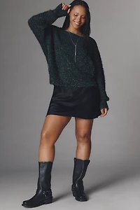 By Anthropologie Long-Sleeve Boatneck Tinsel Sweater