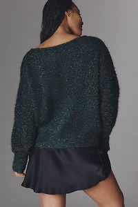 By Anthropologie Long-Sleeve Boatneck Tinsel Sweater