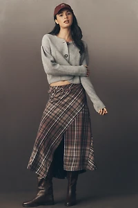 Maeve Puff-Sleeve Wool Cardigan Sweater