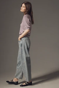 Maeve Short-Sleeve Collared Scoop-Neck Sweater