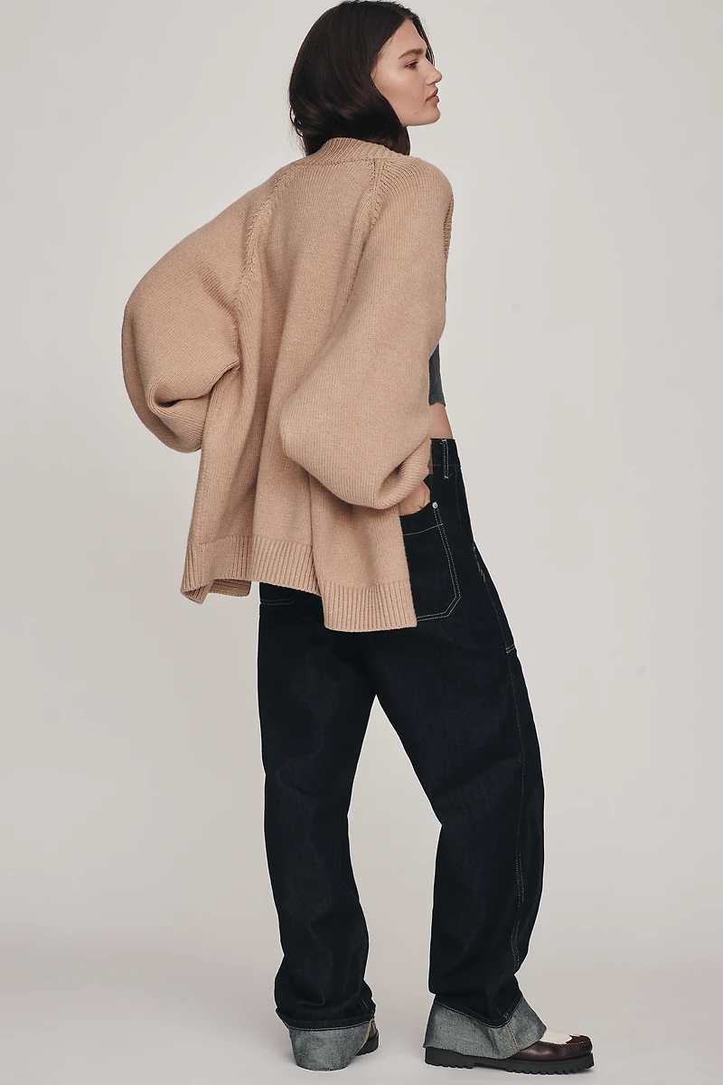 By Anthropologie Oversized Puff-Sleeve Cardigan
