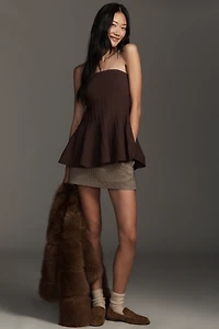 Maeve Strapless Textured Peplum Top