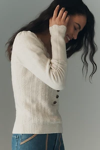 By Anthropologie Scallop V-Neck Pointelle Sweater