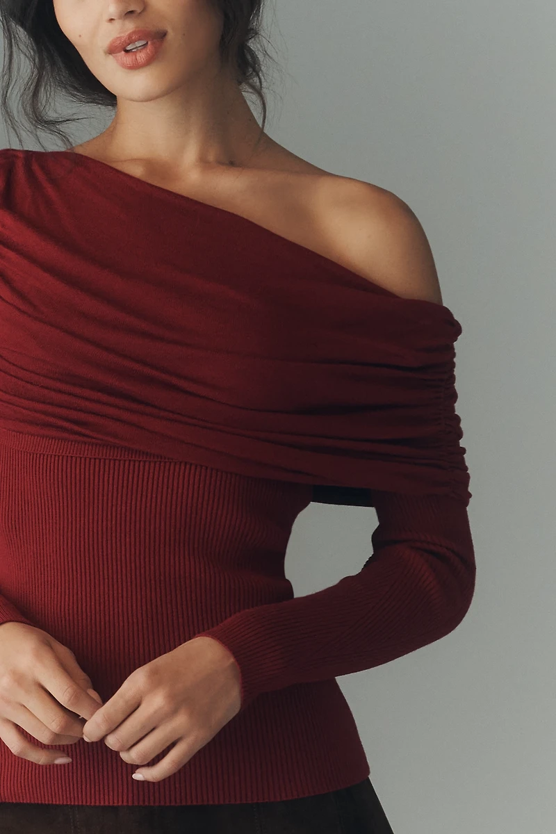 By Anthropologie Long-Sleeve Off-Shoulder Sweater