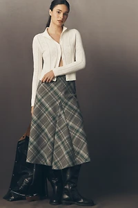 Maeve Mock-Neck Heart Pointelle Cardigan Sweater