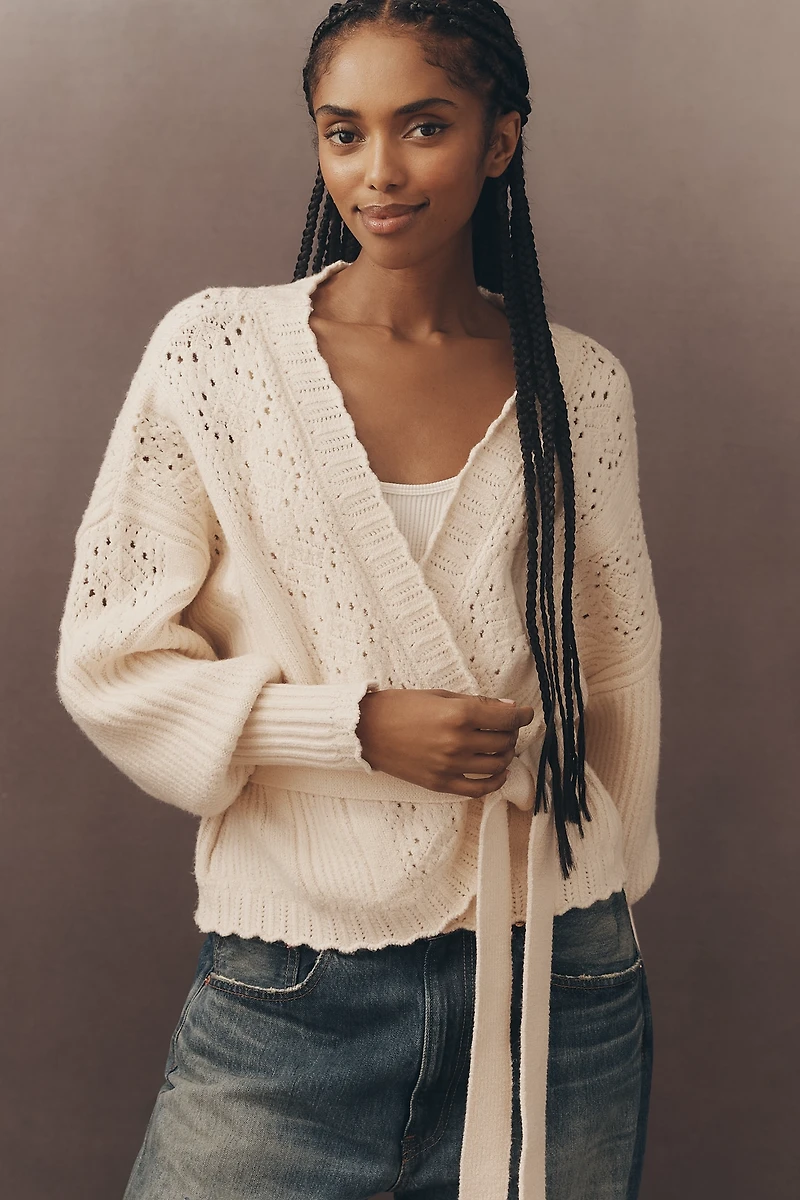 By Anthropologie Pointelle Wrap Sweater
