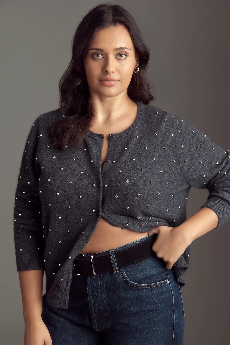 The Juliet Studded Cashmere Cardigan Sweater