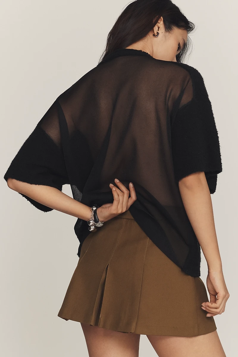 Maeve Crew-Neck Boucle T-Shirt Sweater